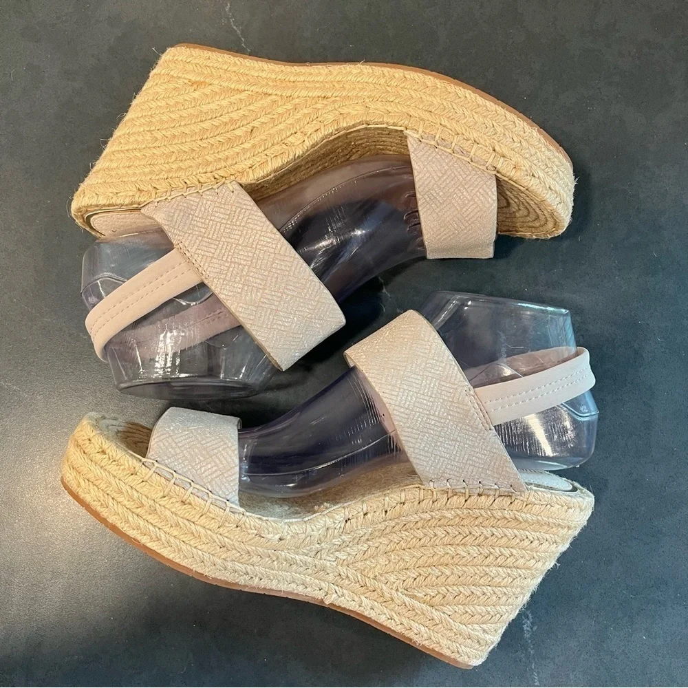 NWOT Katherine Kelly sz 8.5 Orla leather wedge espadrille sandals